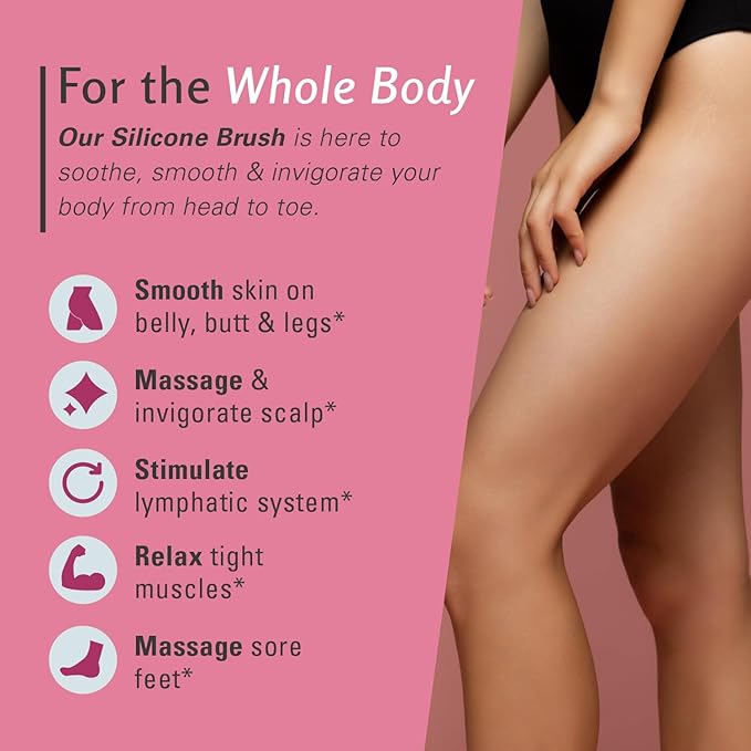 Cellulite Massager Brush, Anti-Cellulite Silicone Body Scrubber for Skin Smoothing, Toning, and Firming, Handheld Exfoliator for Scalp and Muscles by M3