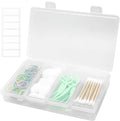 Cotton Swab Holder for Travel, 4 in 1 Portable Small Dental Floss Holder, Travel Floss Picks Case with Dustproof Lid, Clear Plastic Small Travel Containers for Cotton Bud Hair Ties