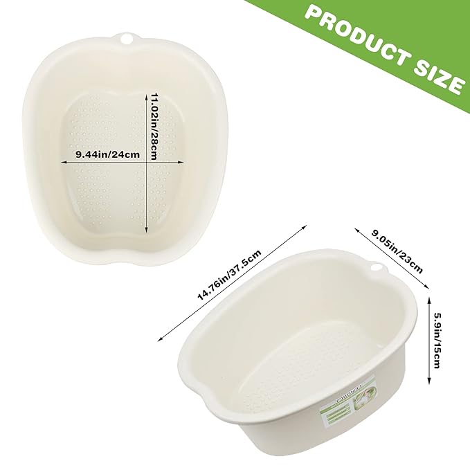 Plastic Foot Basin Feet Bath Spa Wash Bucket and Massage Sturdy Tub for Soaking Foot,Detox,Toe Nails, and Ankles,Pedicure,Portable Feet Tub Beige