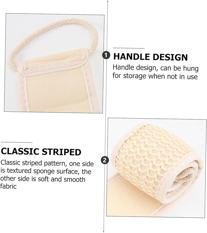 2Pcs Exfoliating Bath Scrubber Shower Back Strap Spa Skin Cleaning Brush for Men Women for Reaching Hard to Access Areas for Smooth Skin