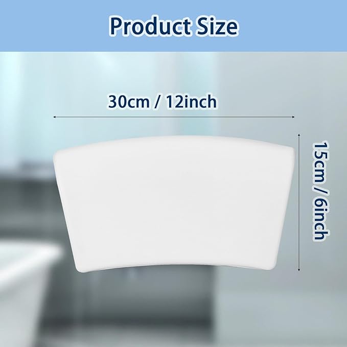 Bath Pillow, Bath Pillows for Tub with Head, Neck and Shoulder Support, Ergonomic Waterproof Bathtub Pillow with Strong Non-Slip Suction Cups, Relaxing Spa, Hot Tubs, Bathroom Essentials White