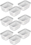 Glad Plastic Storage Basket Set - Multipurpose Drawer Trays, Kitchen Pantry Containers, and Bathroom Bins - 9 Pack Small Organizers, White, 6.25"L x 4.6"W x 2.7"H