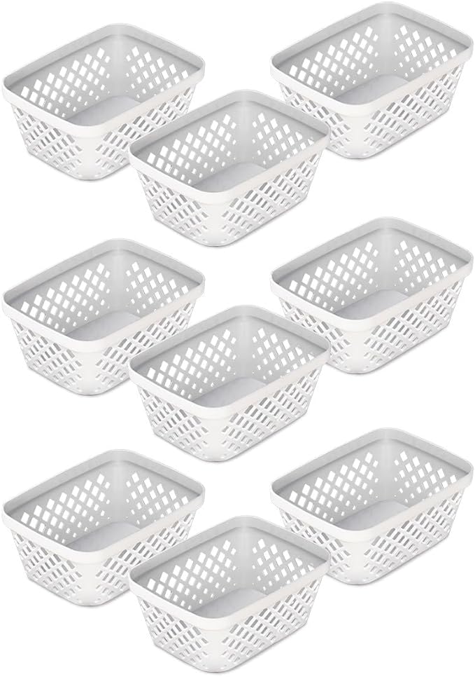 Glad Plastic Storage Basket Set - Multipurpose Drawer Trays, Kitchen Pantry Containers, and Bathroom Bins - 9 Pack Small Organizers, White, 6.25"L x 4.6"W x 2.7"H