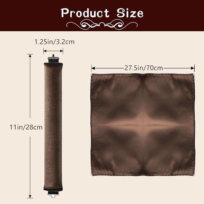 Heatless Hair Curler Velvet, Heatless Curls Overnight Hair Curlers to Sleep in, Overnight Rods Heatless Curls for Short Long Hair All Hair Types Styling Tools-4PCS Brown