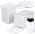400 Pieces Nail Cotton Pads,1 Pull-Down Pump Dispenser Bottle, Super Absorbent Soft Non-Woven Eyelash Glue Wipes, Nail Polish dehumidifier for Eyelash Extension Products and Nail Oil Bottle (White)