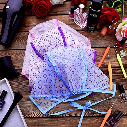 Waydress 6 Pieces Highlight Hair Cap Salon Hair Coloring Highlighting Dye Tipping Cap Frosting Caps with 4 Pieces Highlighting Needles Crochet Hooks for Dyeing Hairdressing Tool(Purple/Blue/Pink)