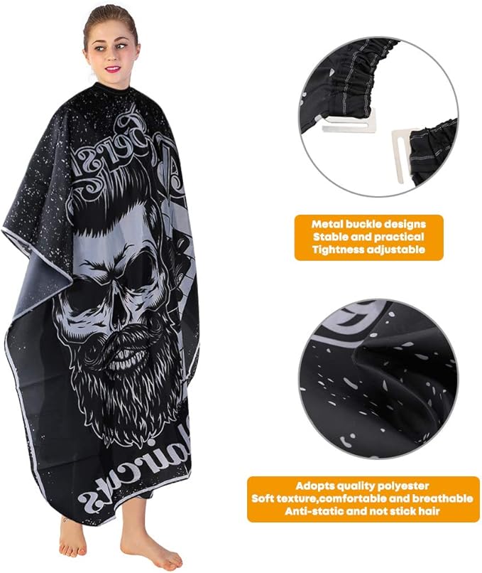 Barber Cape, Professional Hair Cutting Cape, Haircut Capes For Adults, Oilproof Anti-static Cutting Hair Beard Hairdressing Salon Cape, No Sticking to Hair, Easy to Clean