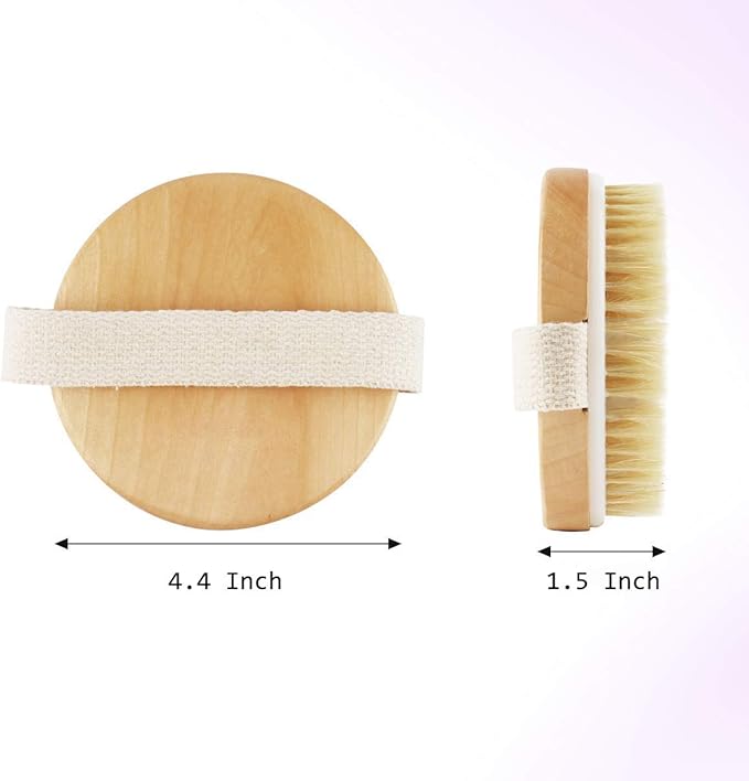 Dry Brushing Body Brush, Best for Exfoliating Dry Skin, Lymphatic Drainage and Cellulite Treatment, Organic Spa Massage Scrub Brush with Soft Boar Bristles, Great Gift for A Glowing Skin
