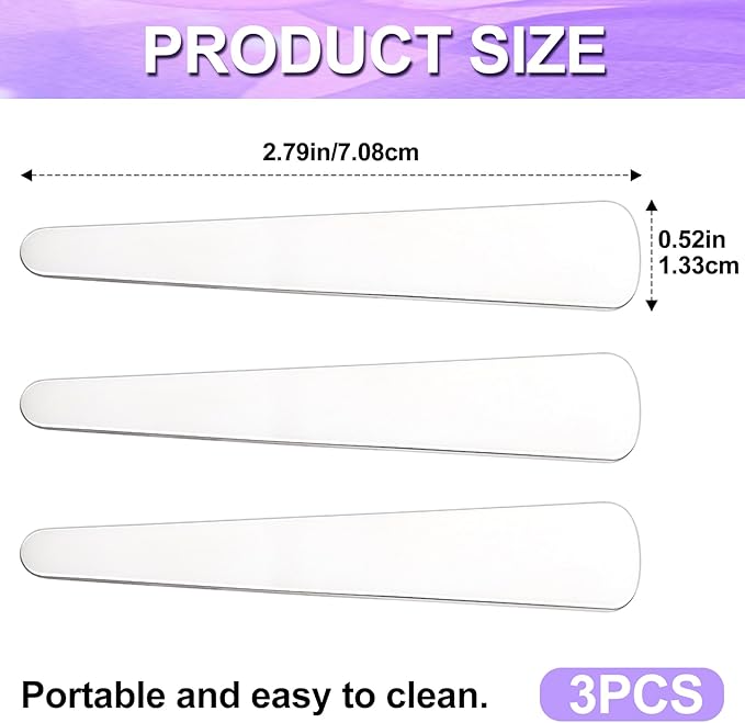 3pcs Mini Stainless Steel Makeup Spatula, Reusable Cosmetic Cream Spatulas Spoon, Skincare Scoop Applicator Facial Massage Beauty Tools for Mixing and Sampling Face Eye Cream- 2.79"×0.52"