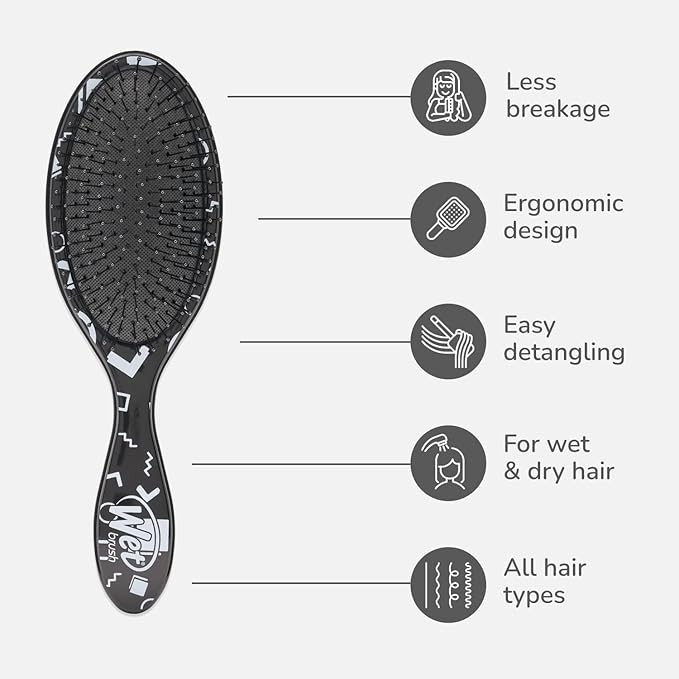 Wet Brush Original Detangler Hair Brush, Hipster Sketch, Ultra-Soft IntelliFlex Bristles, Detangling Bristles Glide Through Tangles (Wet & Dry Hair), Women & Men