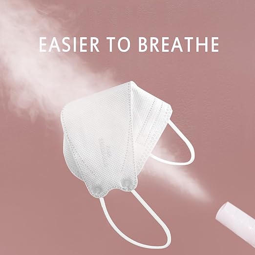 Borje KN95 Face Masks, 100 Pcs Disposable Face Masks, White Mask Against PM2.5 from Fire Smoke & Dust Filter Efficiency 95%