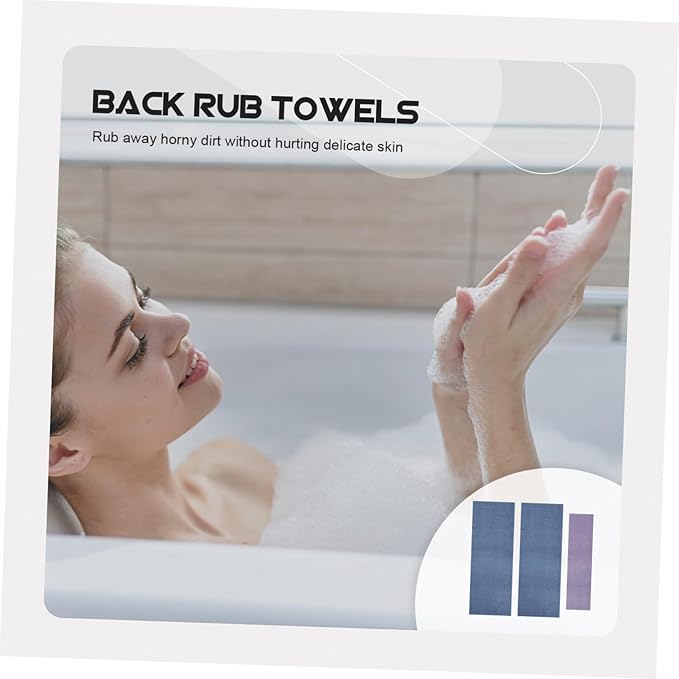 9pcs Comfortable Back Pulling Bath Towels Long Straps Shower Towels Fuzzy Hand Exfoliating Wash Massage