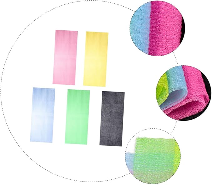 5Pcs Exfoliating Back Scrubber Strap Body Washer for Healthy Skin Long Belt Bathing Accessory Promotes Circulation Enhances Shower Experience Random Colors Random Color