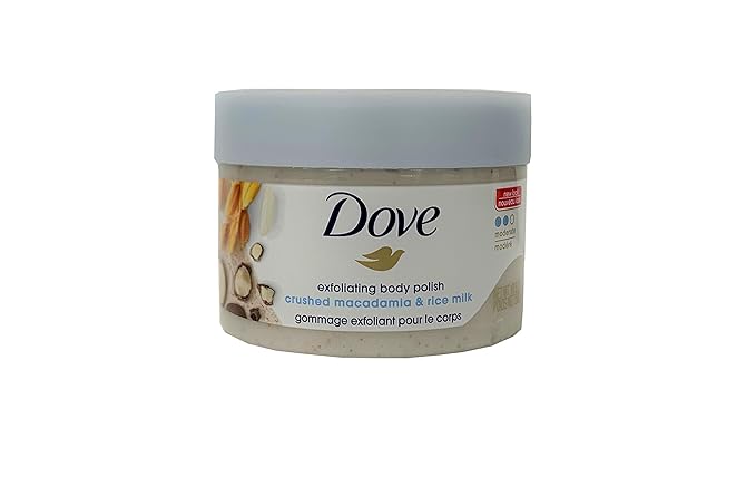 Dove Exfoliating Body Polish Body Scrub Macadamia & Rice Milk 10.5 oz (2 pack)