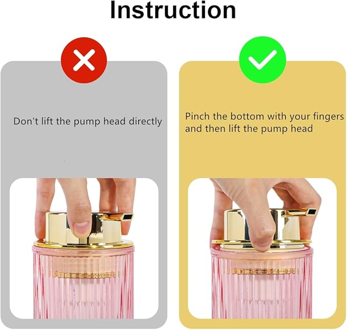 Foaming Soap Dispenser, 12 Oz Pink Glass Foam Hand Soap Dispenser, Refillable Glass Foam Pump Bottle Container Decorative Slim Ribbed Bottle for Bathroom and Kitchen