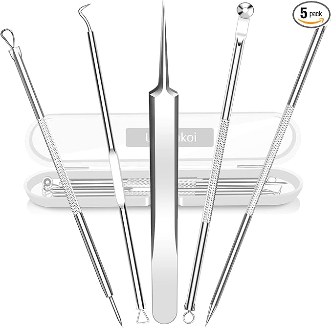 Best Blackhead Remover, Blackheads Blemish Removing, Acne Whitehead Removal Kit, Pimple Comedone Extractor Tool, Popper Pimples Treatment, with Tweezers, Risk Free for Face Forehead Nose
