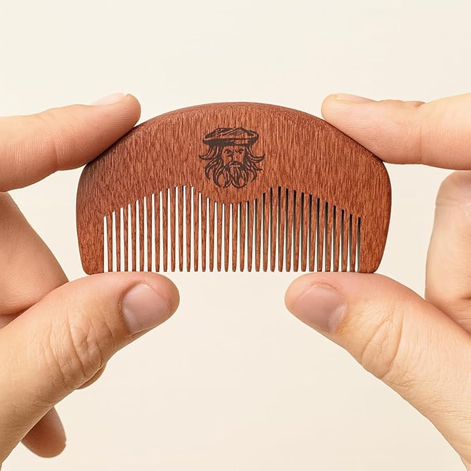 Barbanegra Beard and Mustache Wood Comb, Perfect for Balms and Oils, Anti-Static, Pocket Size for all types of Beards.