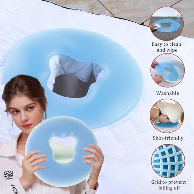 Silicone Face Massage Pillow,SPA Beauty Face Relax Headrest,Salon Skin Care Soft Overlay Travel Head Support,Bule
