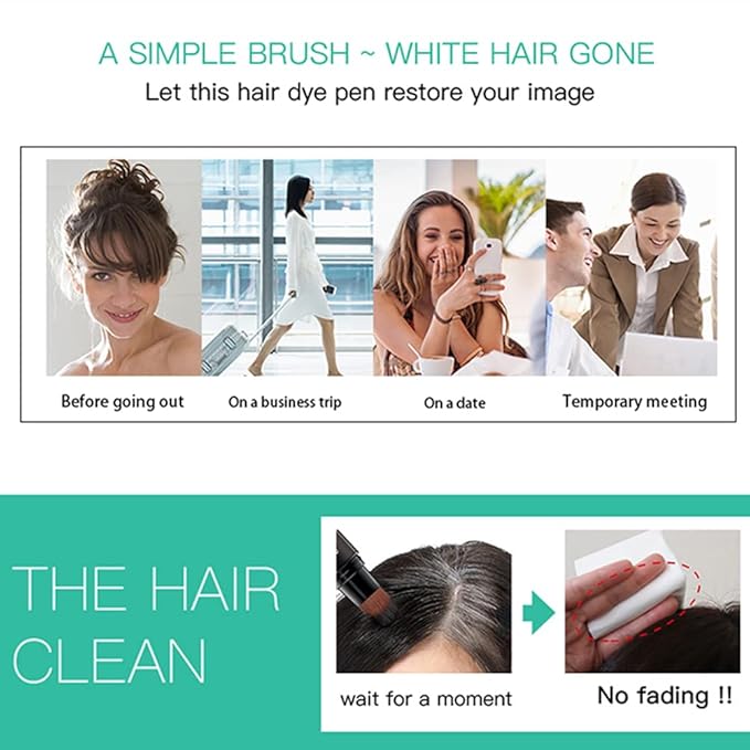 SEVICH Grey Hair Dye Brush Pens - Hair Root Touch Up Temporary White Hair Cover for Solon Home 20ml Black
