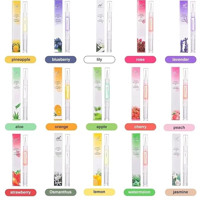 Yimart 4pcs 15 Smell Nail Nutritional Oil Pen Liquid,Nail Cuticle Oil Pen,Nail Oil,Anti-barb Nail Edge Nutritional Oil, Finger Edge Oil,Female Nail Care Tool (Osmanthus, 2ML)