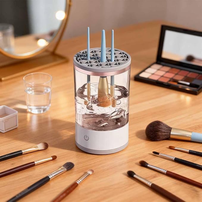Cosmetic Brush Cleaner, 2026 New Electric Makeup Brush Cleaner Machine, Makeup Sponge Cleaner Machine with Dual Power Options for Deep Cleaning All Types of Makeup Brushes (Black, Plug-in)