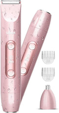 Ufree Bikini Trimmer Women Electric Razors Dual Head, Pubic Body Hair Trimmer Electric Shaver for Face, Legs, Arm, Rechargeable Lady Shaver Waterproof, Summer Grooming Kit, Gifts for Her