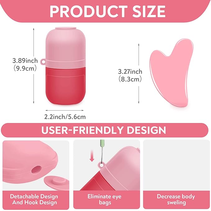 AURUZA 2PCS Ice Roller for Face and Eye, Ice Facial Roller Beauty Self Skin Care Tools Ice Holder Facial Cube Gua Sha Face Massage Ice Mold for Face Anti Wrinkle Tighten Skin Women Gifts…