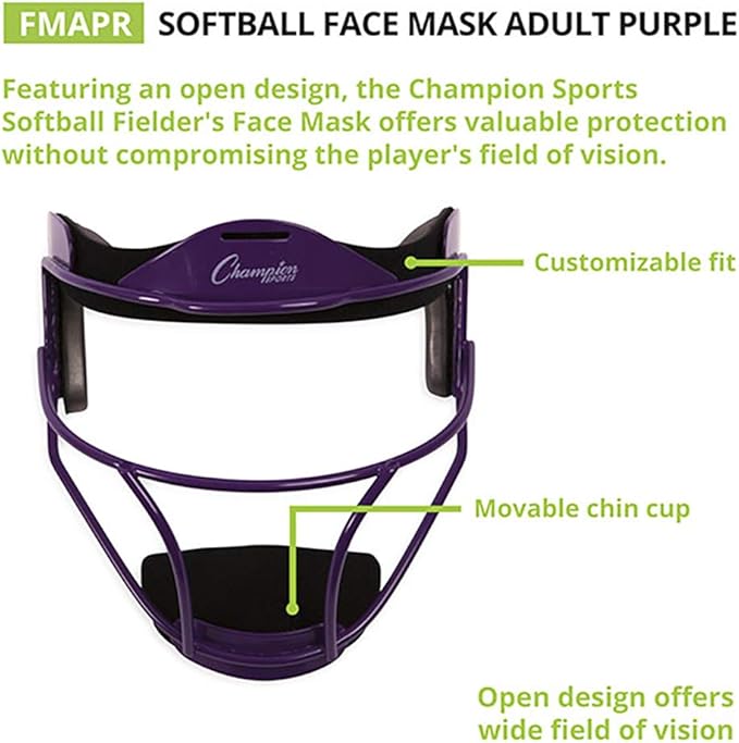 Champion Sports Steel Softball Face Mask – Durable Fielder’s Mask for Youth & Adults, Multiple Colors for Practice & Games