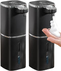 2 Pack Automatic Foaming Soap Dispenser, 13.5oz/400mL, USB Rechargeable,9- Adjustable Foam Levels, IPX5 Waterproof, Touchless & Wall/Tabletop Use for Kitchen Bathroom, Black