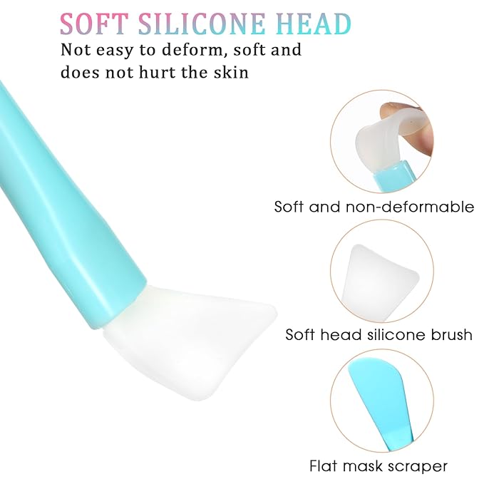 4PCS Face Mask Applicator, Silicone Face Mask Brush Applicator Reusable Double-Ended Mask Brush Facial Mask Brush Washable Face Mask Spatula Beauty Tools for Apply Cream Lotion Mud Clay Gel Foundation