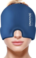 ONLYCARE Migraine Relief Cap, Soothing Migraine Mask, Upgraded Odorless Gel Ice Head Wrap, Hot and Cold Therapy, Headache Ice Pack for Tension, Stress, Hangover (Blue)