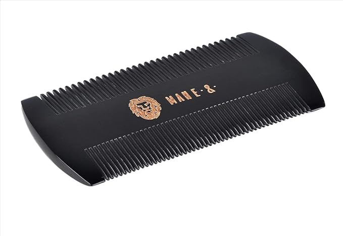 Premium 100% Oxhorn Dual-Action Beard Comb with Genuine Leather Case – the Perfect Beard Grooming Gift for Men by Man & Mane.