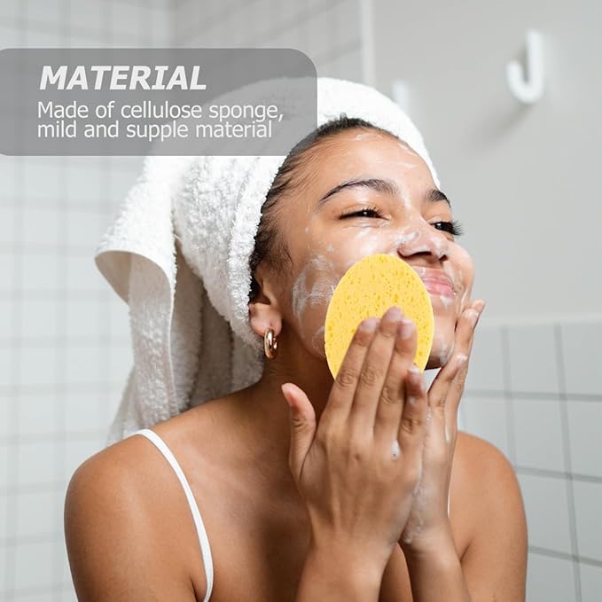 Operitacx 12Pcs Oval Facial Sponges, Facial Scrubber Scrub Pads Wash Sponges for Cleansing, Exfoliating, Makeup Removal