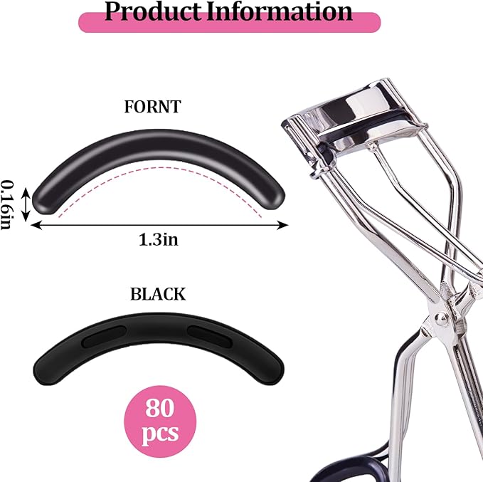 80 Pcs Eyelash Curler Refills, Silicone Eye Lash Curlers Refill Pads Compatible with Tweezerman Eyelash Curler