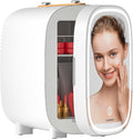 DF01A Skincare Fridge, With 3-Level Dimmable LED Light Mirror, Low Noise Mini Fridge, 4L Large Capacity, Cooler & Warmer, Portable Design for Multiple Uses - Bedroom, Office, and Travel