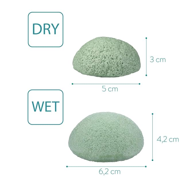 Navaris Konjac Sponges - Set of 3 - Facial & Body Konjac Sponge Puffs - Exfoliating & Cleansing Sponges for Bath & Shower - Green, Black, White
