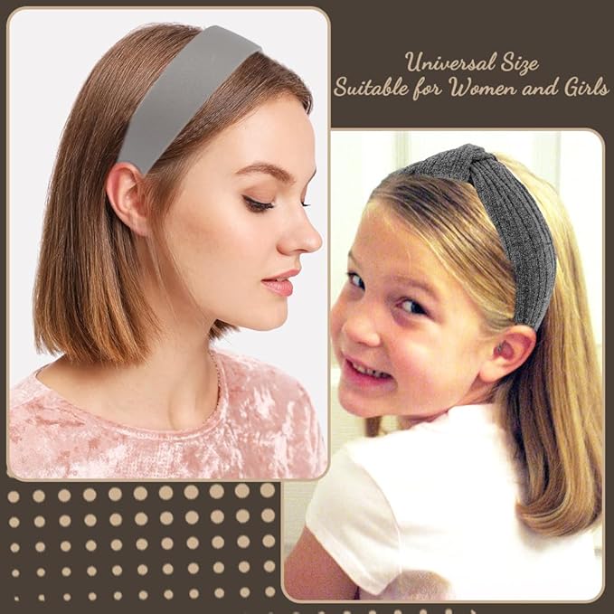 AHONEY 7 Pack Grey Headbands for Women Girls Headbands Non Slip Hairbands Y2K Hair Accessories Multi-style Headband Pack Diademas Para Mujer