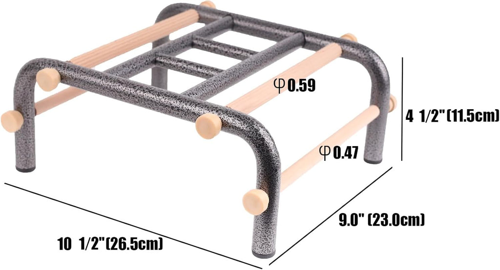 Metal Ladder Large Bird Training Perch for Fun and Exercising, No Tool Quick Install Heavy-Duty Rustproof Table Training Perch with Wooden Bars for African Grey Macaw Amazon Parrot