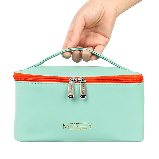 Meiyuuo Makeup Bag Large Cosmetic Bags for Women Girls Cute Travel Zipper Pouch Toiletry Organizer for Beauty Essentials Waterproof (Light Green)