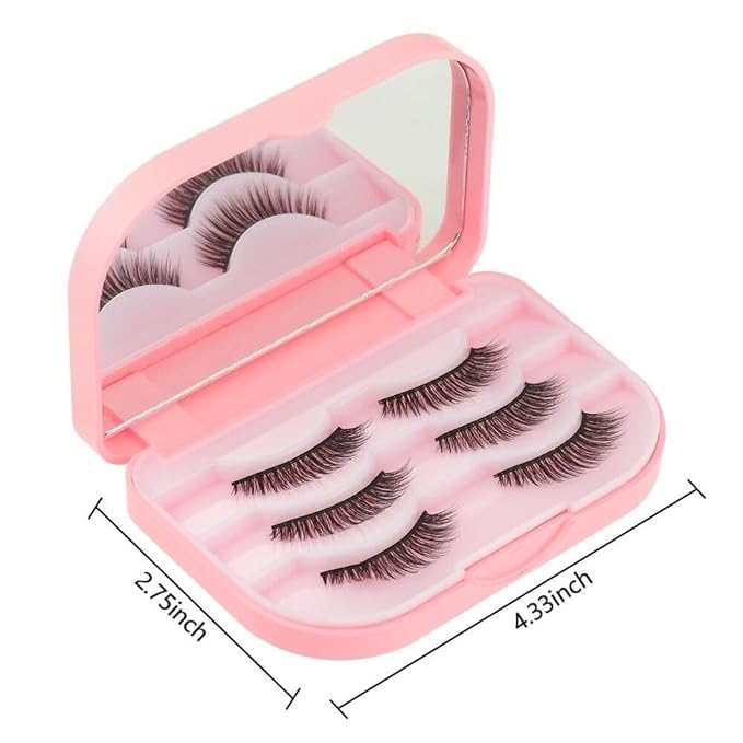 Leadigol 2 PCS False Eyelash Storage Box, 3 Layers False Eyelash Holder Case with Mirror Portable Empty Travel Eye Lash Organizer Box for Women Girls
