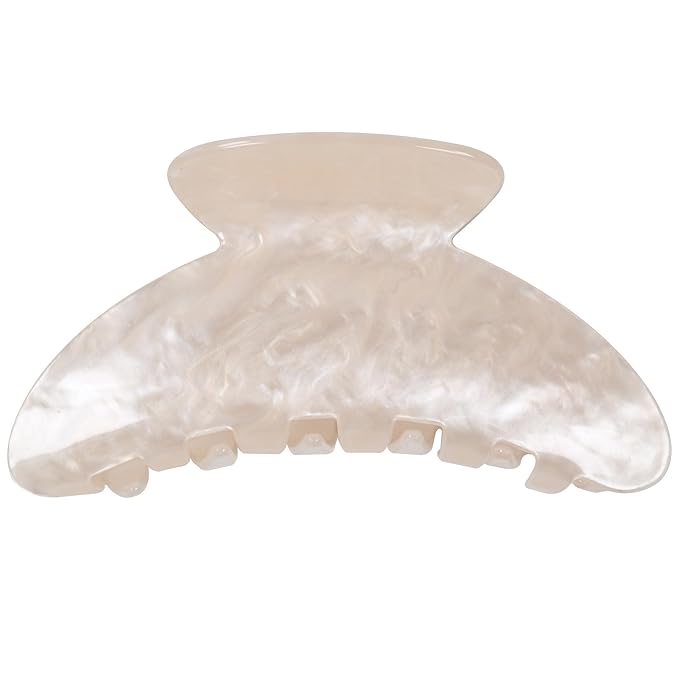 OWIIZI Durable Acetate Hair Clips for Women 4.13" Cute Hair Claw Clips Ponytail Barrette Strong Hold Acrylic Butterfly Jaw Hair Accessories for Girls Long Thick Hair(White)