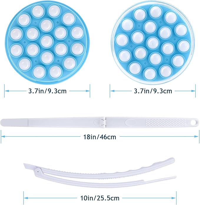 Upgrade Body Lotion Applicator, Oil Cream Applicator Massager Shower Scrubber with 19 Massaging Rollers and Foldable Long Handle, Shower Brush Set Back Oil Cream Applicator for Woman Men