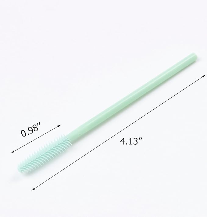 BIHRTC Pack of 100 One-Off Disposable Silicone Eyelash Mascara Brushes Wands Applicator Eyebrow Brush Makeup Tool Kit Set (Tower Shape - Light Green)