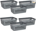 Glad Plastic Storage Basket Set, Value Pack of 6 | Open Storage Bins for Shelves, Bathroom, Pantry, Closet | Nesting Organizer Boxes with Handles, 2 Gallon, Grey