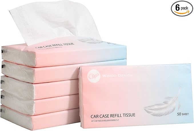 Car Tissue Refills 300 Sheets Facial Tissues Refills for Car Visor Tissue Holder, Travel Tissue Tubes Box Container Perfect Fit for Car Cup Holder