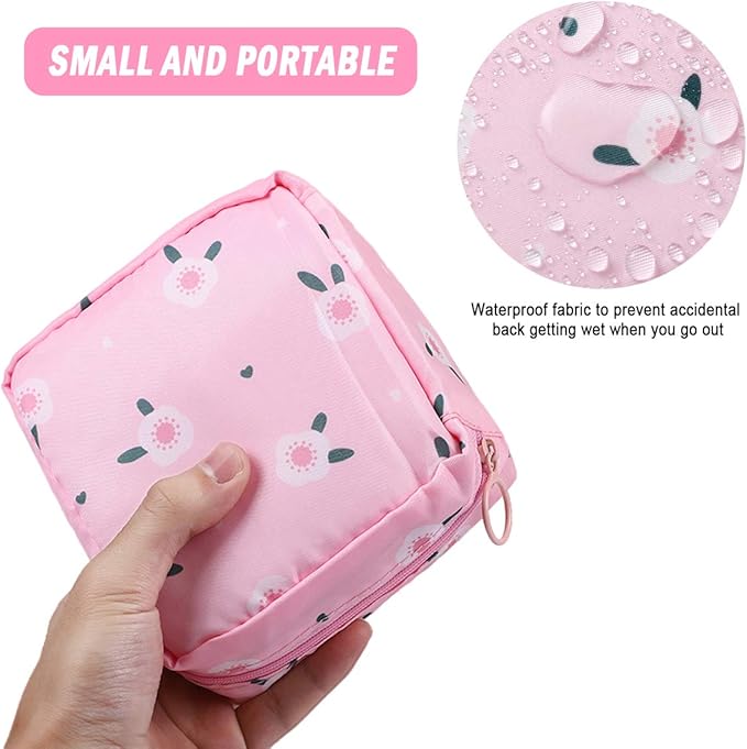 Sanitary Napkin Storage Bag,Menstrual Cup Pouch,Nylon Portable Sanitary Napkin Pads Storage Bags Feminine Menstruation First Period Bag for Teen Girls Women Ladies(2 Pack)