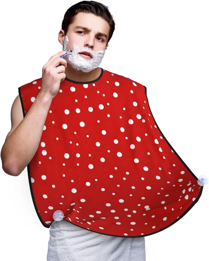 Red Stripe Firefighter Usa Flag Print Beard Bib Shaving Apron, Beard Hair Trimming Cape Gift For Dad