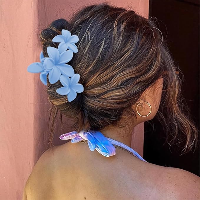 Ahoney 6PCS Flower Hair Clips for Women Strong Hold Nonslip, Big Flower Claw Clip for Thick Hair, Hawaiian Hibiscus Cute Hair Clips Beach Hair Accessories for Women Girls 12