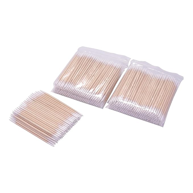 1000pcs Double Side Wood Cotton Swab Microbrush Eyelash Sticks Cleaning Swabs Nails Ear Toothpicks Cosmetic Eye Lash Glue Removing Tools (500PCS)