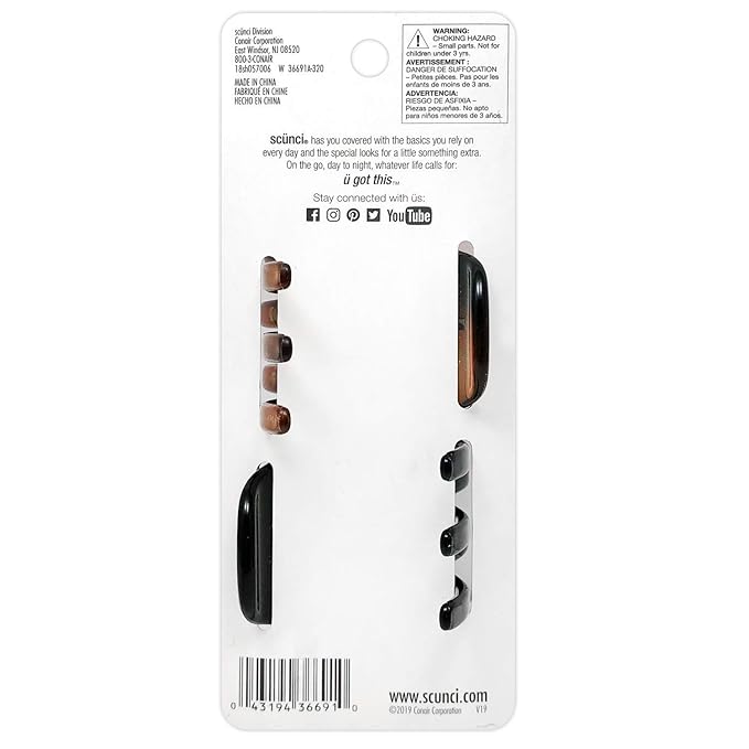 Scunci No-Slip Grip Chunky Jaw Clips All-Day Hold, 2-Pieces per Pack (2-Pack)